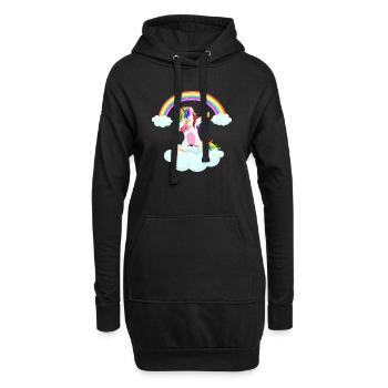 Dabbing unicorn cadeau idée licorne arc-en-ciel - Sweat-shirt à capuche long Femme - noir - Devant