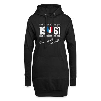 Né en 1961 - Coq aux couleurs françaises - Sweat-shirt à capuche long Femme - noir - Devant