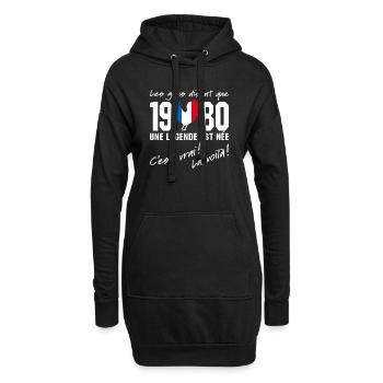 Né en 1980 - Coq aux couleurs françaises - Sweat-shirt à capuche long Femme - noir - Devant