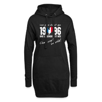 Né en 1996 - Coq aux couleurs françaises - Sweat-shirt à capuche long Femme - noir - Devant