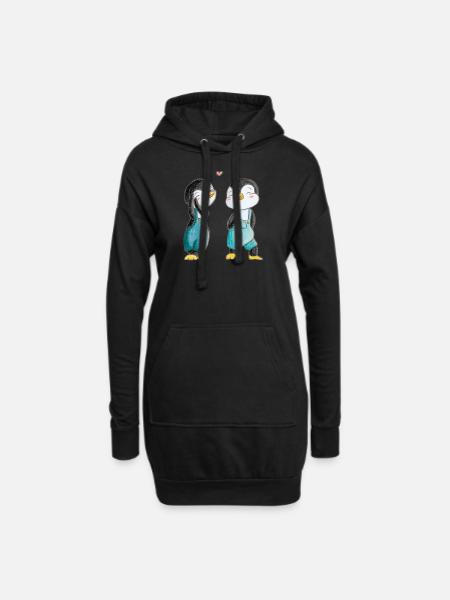 Verliebte Pinguine - Hoodie-Kleid - Schwarz