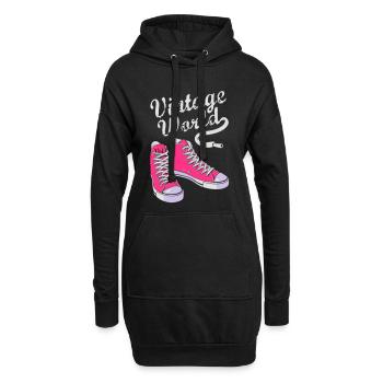 Vintage sneakers - Sweat-shirt à capuche long Femme - noir - Devant