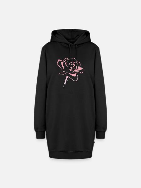 Blume,Rose - Hoodie-Kleid - Schwarz