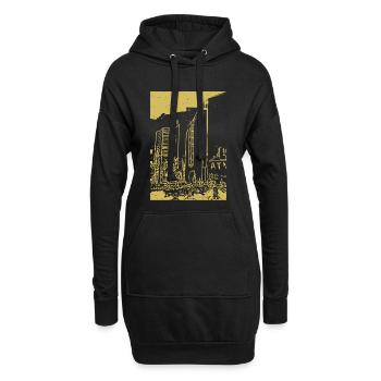 Goldene Stadtsilhouette Nacht - Hoodie-Kleid - Schwarz - Vorne