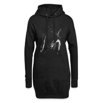 Nachtlinien Skizze in Weiss - Hoodie-Kleid - Schwarz - Vorne