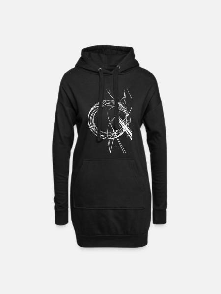 Kreislinien Chaos – Abstrakte Skizze - Hoodie-Kleid - Schwarz