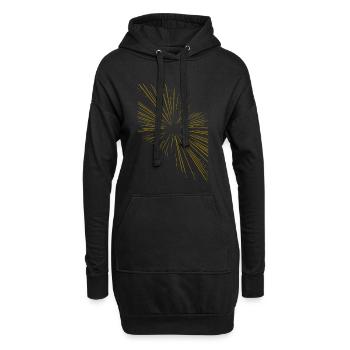 Abstrakte Strahlen / gold / Muster / Linie - Hoodie-Kleid - Schwarz - Vorne