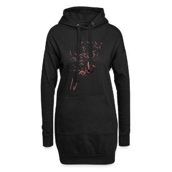 Rosa Kontur-Skizze: abstrakte Linienkunst - Hoodie-Kleid - Schwarz - Vorne