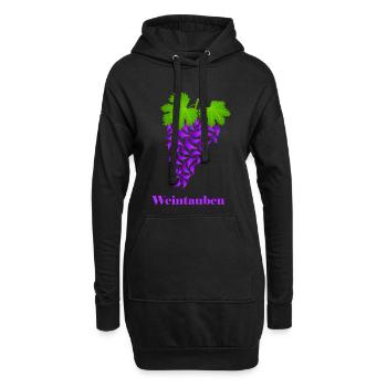 rote Weintauben, Weintrauben, Tauben, Taube - Hoodie-Kleid - Schwarz - Vorne