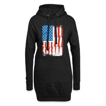 Elektriker US Flagge - Hoodie-Kleid - Schwarz - Vorne