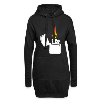 Flammenschädel und weißes Feuerzeug - Hoodie-Kleid - Schwarz - Vorne