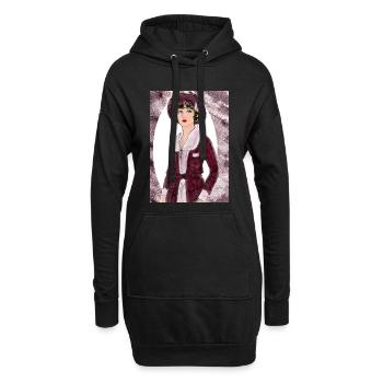 Lady Noir Portrait 2 (Rot) - Hoodie-Kleid - Schwarz - Vorne