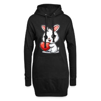 Cadeau de la Saint-Valentin lapin - Love & Romance - Sweat-shirt à capuche long Femme - noir - Devant