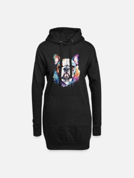 Französische Bulldogge Cool Cool Bunt - Hoodie-Kleid - Schwarz