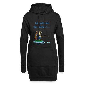La patience du pêcheur - Sweat-shirt à capuche long Femme - noir - Devant
