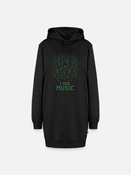 I See Music: Abstrakter Notenregen - Hoodie-Kleid - Schwarz