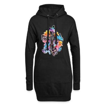 Glaube und Hoffnung – Kreuz mit Schmetterlingen - Hoodie-Kleid - Schwarz - Vorne