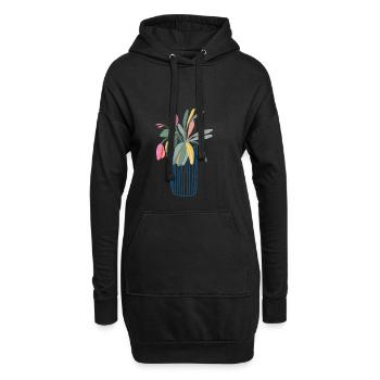 Bouquet coloré dans un motif de tulipes en vase - Sweat-shirt à capuche long Femme - noir - Devant