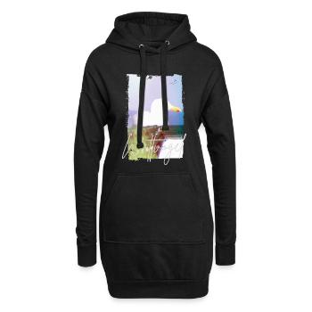 Wattvogel® Nordsee Möwe – Strandkorb Moment  - Hoodie-Kleid - Schwarz - Vorne