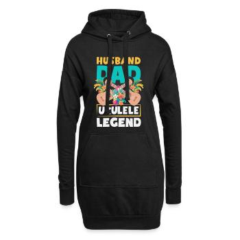 Husband Dad Ukulele Legend Lustiger Vatertag - Hoodie-Kleid - Schwarz - Vorne