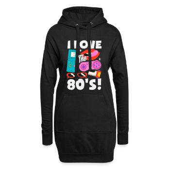 Retour rétro au design vintage des années 80 - Sweat-shirt à capuche long Femme - noir - Devant