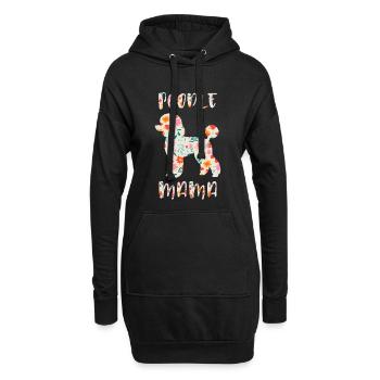 Pudel Mama mit Blumenmotiv - Hoodie-Kleid - Schwarz - Vorne