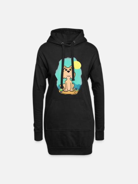 Funny beach dog in watercolor look - Hoodie Dress - black