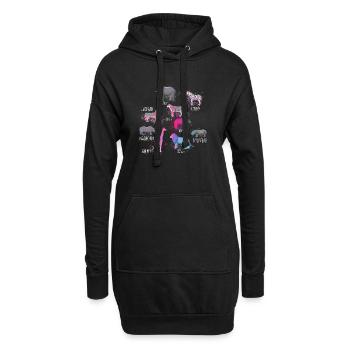 tiere,wilde tiere,zebra,löwe,elefant,bär,zoo,leopa - Hoodie-Kleid - Schwarz - Vorne