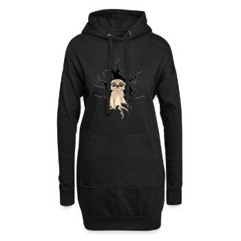 Crack hole meerkat - Hoodie Dress - black - Front