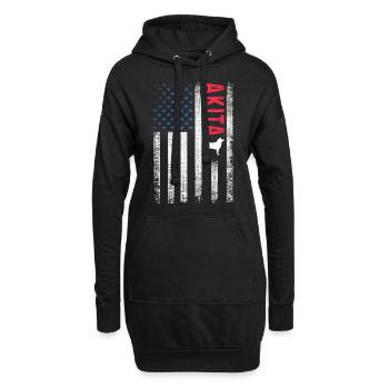 Akita Geschenkidee - Hoodie-Kleid - Schwarz - Vorne
