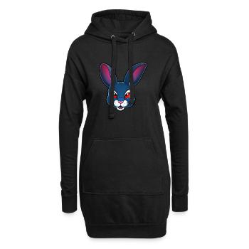 Cartoon Comic Süßer Mascot Hase - Hoodie-Kleid - Schwarz - Vorne