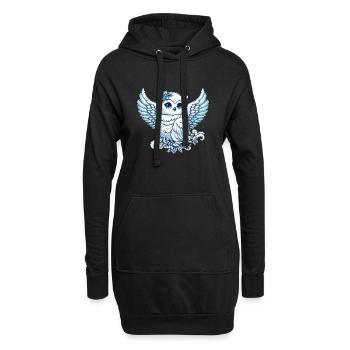 Niedliche Schneeeule mit blauen Augen und Engelsfl - Hoodie-Kleid - Schwarz - Vorne