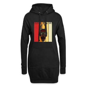 Afrique Masque Afro Histoire Africaine - Sweat-shirt à capuche long Femme - noir - Devant