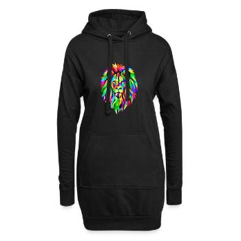 Regenbogen Löwe - Hoodie-Kleid - Schwarz - Vorne
