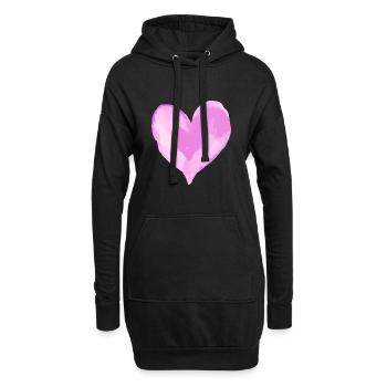 Herz Love Wasserfarben Valentinstag - Hoodie-Kleid - Schwarz - Vorne