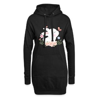 Süßes Hasen Baby - Hoodie-Kleid - Schwarz - Vorne