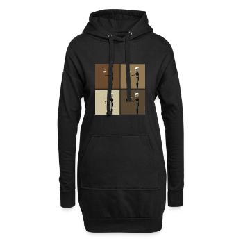 RoboCollage - Hoodie-Kleid - Schwarz - Vorne