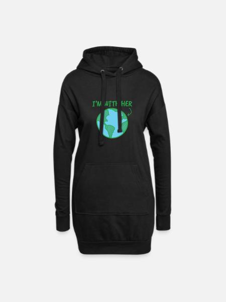 Mutter Erde - Tag der Erde - ich bin bei ihr - Hoodie-Kleid - Schwarz