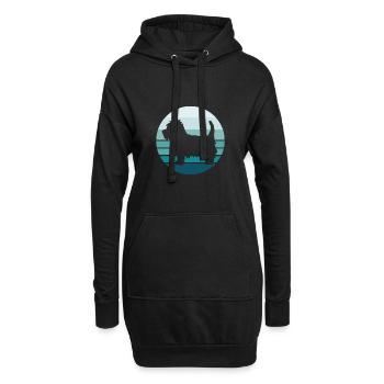 Retro Westie Westhochland-Terrier-Weinlese - Hoodie-Kleid - Schwarz - Vorne