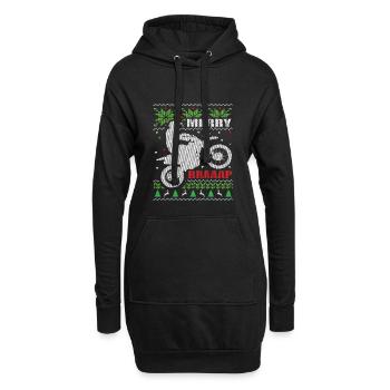 Hässliche Weihnachten für Motocross, Enduro, Dirt Bike - Hoodie-Kleid - Schwarz - Vorne