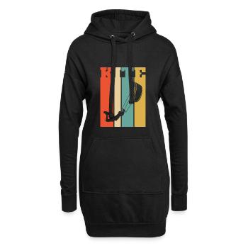 Kiteboarder de style rétro; Kitesurf - Sweat-shirt à capuche long Femme - noir - Devant