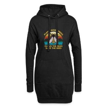 Plantez plus d'arbres Des mers propres Sauvez les abeilles - Sweat-shirt à capuche long Femme - noir - Devant