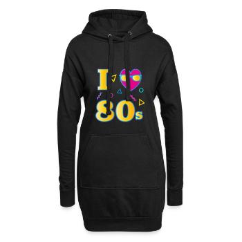 J'aime les années 80 - 80 - Sweat-shirt à capuche long Femme - noir - Devant