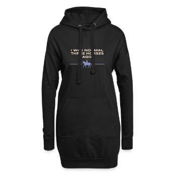 monter cheval trakehner cheval fou fille blague - Sweat-shirt à capuche long Femme - noir - Devant