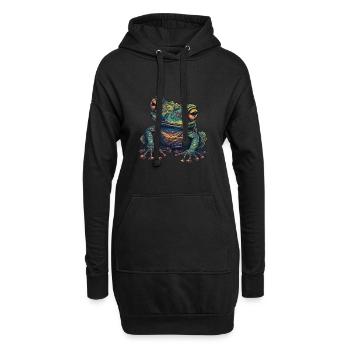 Trippy Frosch - Psychedelisches Motiv - Hoodie-Kleid - Schwarz - Vorne