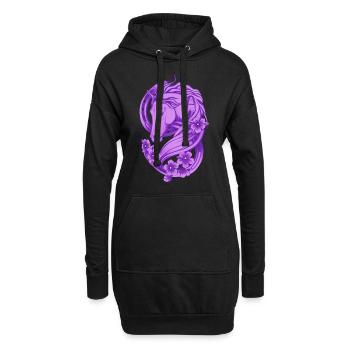 Glücklicher Hufeisen und Blumen - Hoodie-Kleid - Schwarz - Vorne