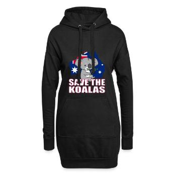 Koala - Save the Koalas. - Hoodie-Kleid - Schwarz - Vorne