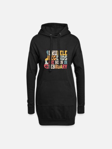 Ukulele Legends are born in February - Hoodie Dress - black