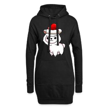 Alpaga Comic Noël - Sweat-shirt à capuche long Femme - noir - Devant