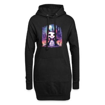 Chat vampire d’Halloween mignon - Sweat-shirt à capuche long Femme - noir - Devant